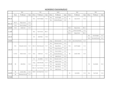 Horário semanal examinásio fix420