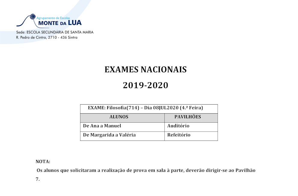 Exames Nacionais Pavilhões A